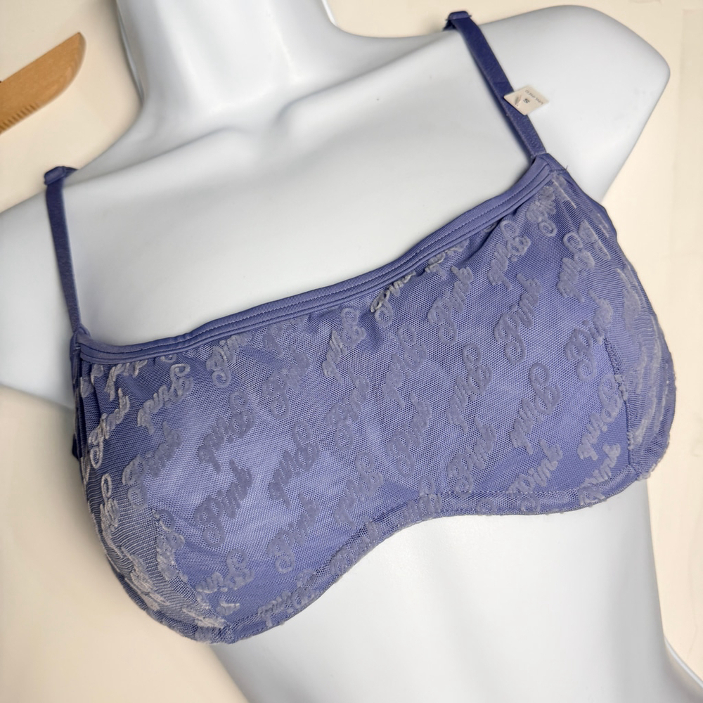 Victoria's Secret PINK Lace Unlined Bandeau Bralette Small NEW Heavenly Lotion - Picture 6 of 7
